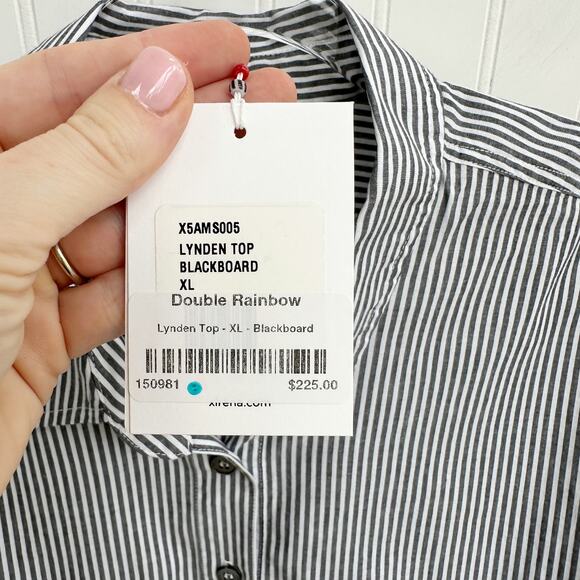 Xirena Lynden White Grey Striped Cotton Button Down Blouse Shirt XL Collar Chic - Picture 4 of 8